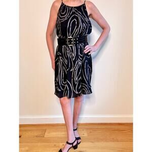Banana Republic black, printed dress, Size 4P, abstract print